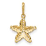 14k Polished and Textured CZ Starfish Charm / Pendant - Image 3