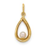 14K Polished Freshwater Cultured Pearl Teardrop Pendant - Image 3