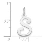 14KW White Gold Script Letter S Initial Charm - Image 3