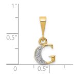 14KY with Rhodium Diamond Letter G Initial Pendant - Image 3