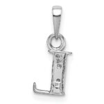 14KW Rhodium-plated Diamond Letter L Initial Pendant - Image 4