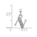14KW Rhodium-plated Diamond Letter N Initial Pendant - Image 2