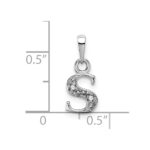 14KW Rhodium-plated Diamond Letter S Initial Pendant - Image 3