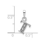 14KW Rhodium-plated Diamond Letter T Initial Pendant - Image 3