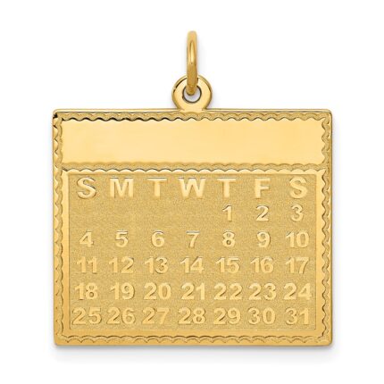 14k Thursday the First Day Engravable Calendar Pendant