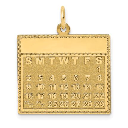 14k Saturday the First Day Engravable Calendar Pendant