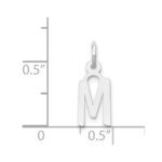 14K White Gold Small Slanted Block Letter M Initial Charm - Image 4