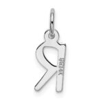14K White Gold Small Slanted Block Letter R Initial Charm - Image 3