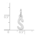 14K White Gold Small Slanted Block Letter S Initial Charm - Image 4