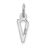14K White Gold Small Slanted Block Letter V Initial Charm - Image 3