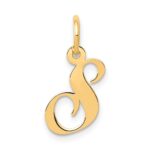 14K Small Fancy Script Letter S Initial Charm