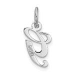 14k White Gold Small Fancy Script Letter G Initial Charm - Image 4