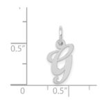 14k White Gold Small Fancy Script Letter G Initial Charm - Image 3