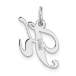 14k White Gold Small Fancy Script Letter K Initial Charm - Image 4