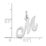 14k White Gold Small Fancy Script Letter M Initial Charm - Image 3