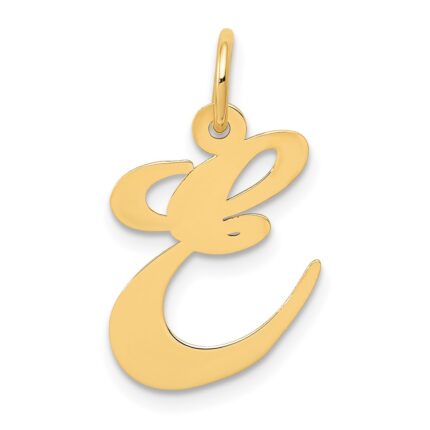 14K Medium Fancy Script Letter E Initial Charm