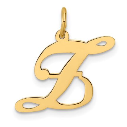 14K Medium Fancy Script Letter Z Initial Charm