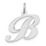 14k White Gold Medium Fancy Script Letter B Initial Charm
