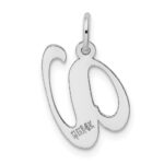 14K White Gold Medium Fancy Script Letter V Initial Charm - Image 4