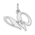 14K White Gold Medium Fancy Script Letter W Initial Charm - Image 4