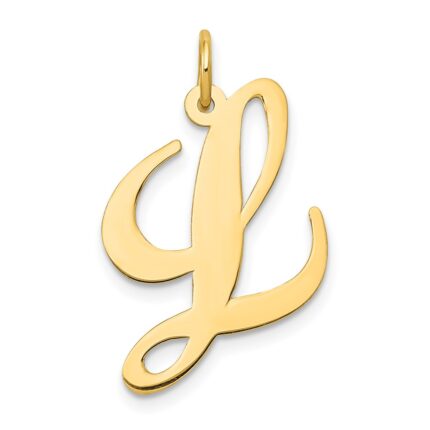 14k Large Fancy Script Letter L Initial Charm