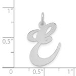 14k White Gold Large Fancy Script Letter E Initial Charm - Image 3