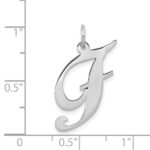 14k White Gold Large Fancy Script Letter F Initial Charm - Image 3