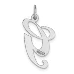14k White Gold Large Fancy Script Letter G Initial Charm - Image 4