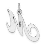14k White Gold Large Fancy Script Letter M Initial Charm - Image 4