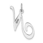14k White Gold Large Fancy Script Letter N Initial Charm - Image 4