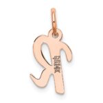 14k Rose Gold Small Script Letter R Initial Charm - Image 3