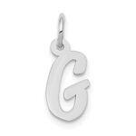 14k White Gold Small Script Letter G Initial Charm