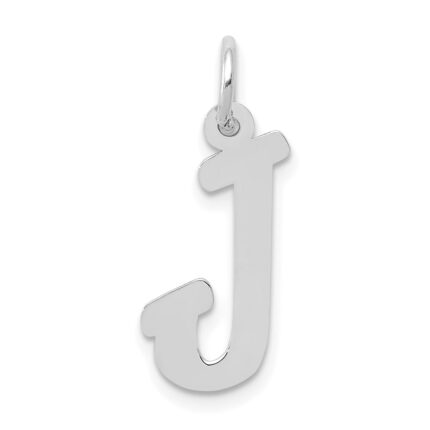 14k White Gold Medium Script Letter J Initial Charm