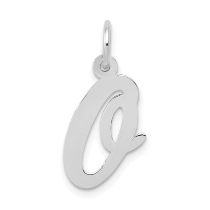 14k White Gold Medium Script Letter O Initial Charm
