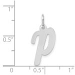 14k White Gold Medium Script Letter P Initial Charm - Image 3