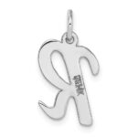 14k White Gold Medium Script Letter R Initial Charm - Image 4