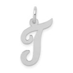 14k White Gold Medium Script Letter T Initial Charm
