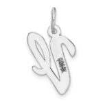 14k White Gold Medium Script Letter V Initial Charm - Image 4