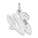 14k White Gold Medium Script Letter W Initial Charm - Image 4