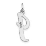 14k White Gold Large Script Letter I Initial Charm - Image 4