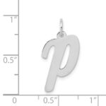 14k White Gold Large Script Letter P Initial Charm - Image 3