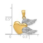 14K and White Rhodium Polished Heart with Wings Pendant - Image 4