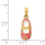 14k Pink Enameled 3-D Baby Shoe with Flowers Pendant - Image 4