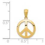 14k Polished Peace Sign Circle Pendant - Image 4