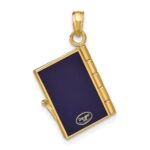 14K Blue Enamel 3-D Passport Opens with One Page Inside Pendant - Image 4