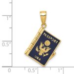 14K Blue Enamel 3-D Passport Opens with One Page Inside Pendant - Image 3