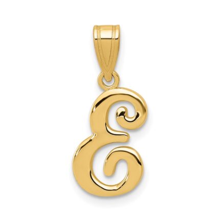 14KY Script Letter E Initial Pendant