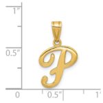 14KY Script Letter P Initial Pendant - Image 4
