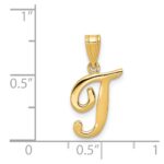 14KY Script Letter T Initial Pendant - Image 4