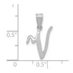 14KW White Gold Script Letter V Initial Pendant - Image 4